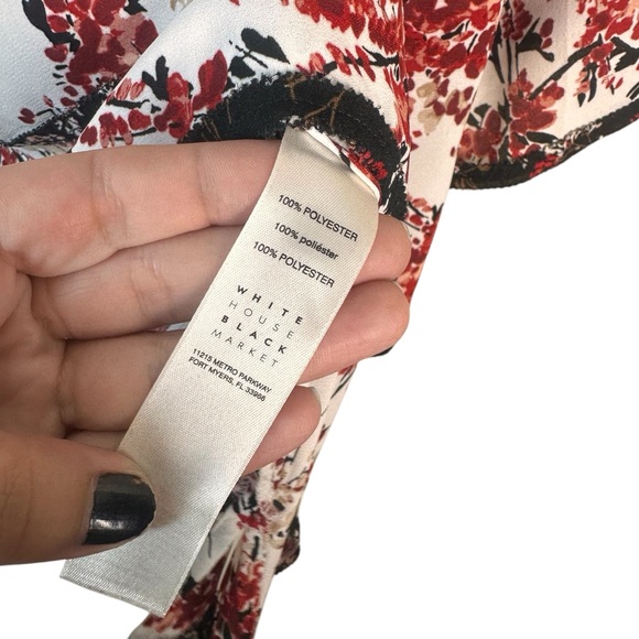 White House Black Market Red Orange Floral Layered Blouse Size XL - Picture 7 of 7